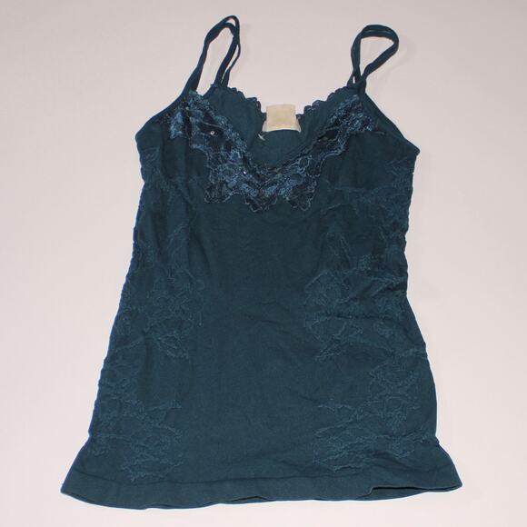 Guilty Teal Fitted Tank With Lace Trim And Gems Size S - Picture 3 of 4